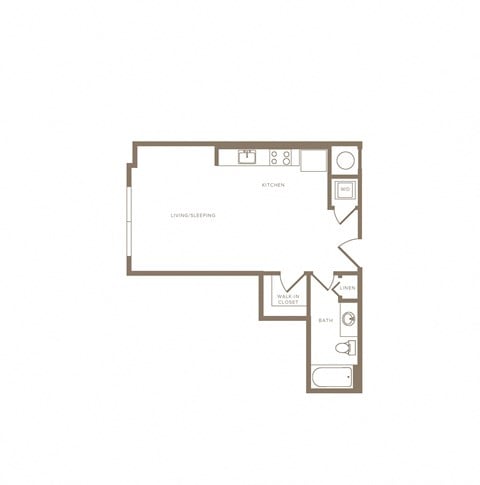 Floor plan for studio, 1 bath, 549 sqft